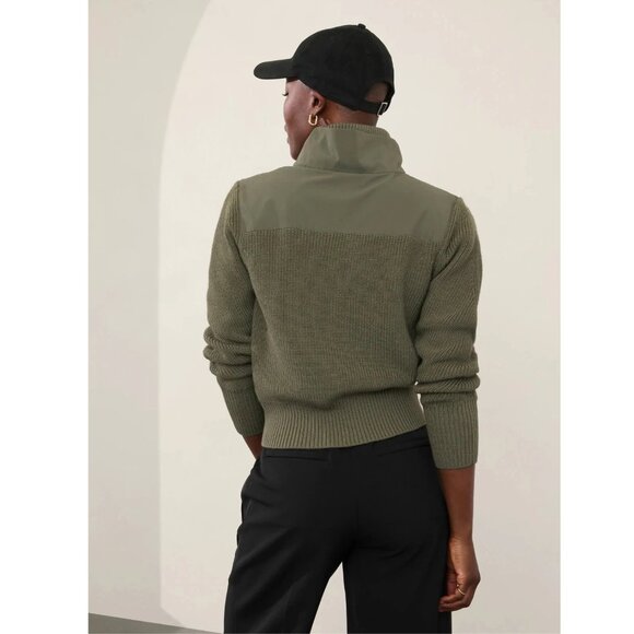 Athleta Hanover Hybrid 1/2 Zip Sweater in Beige Size Medium - Picture 3 of 16